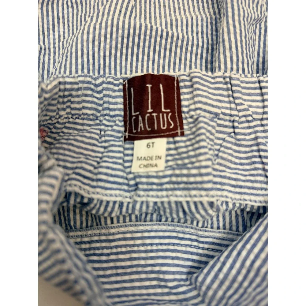LIL CACTUS | 6T Blue Seersucker Whale Embroidered Ruffle Skirt | $48 | EUC